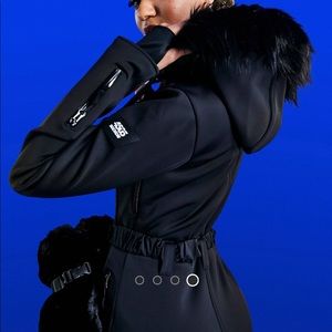 NWT ASOS FITTED SKI SUIT WITH FAUX FUR HOOD